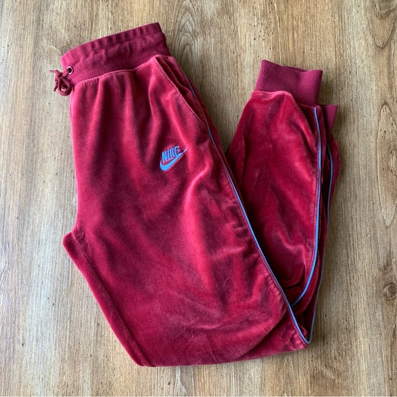 Nike Pants - Nike Burgundy Velour Jogger Pants